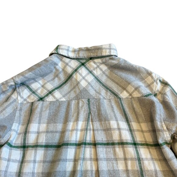 Panache Apparel Grey Plaid Button-Down Shirt Top Oversized Size Small Women's - Picture 9 of 13